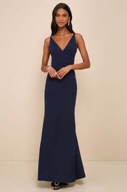 Lulus Melora Navy Blue Sleeveless Mermaid Maxi Dress